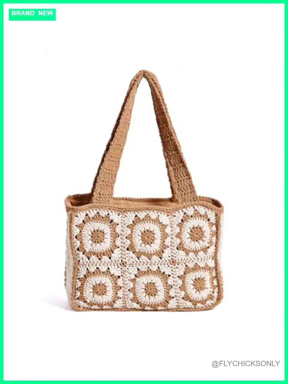 Crochet Beach Bag Straw Tote Floral Woven Shoulder Hobo Purse